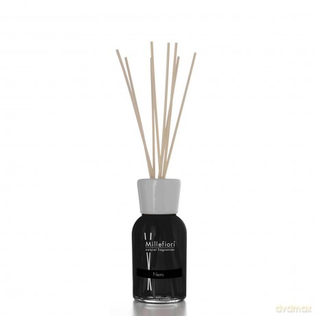 Millefiori 7DDNR Nero Raumduft Diffuser 250 ml Natural inklusive Stäbchen, Glas, Schwarz, 7.9 x 31.1 x 7.3 cm