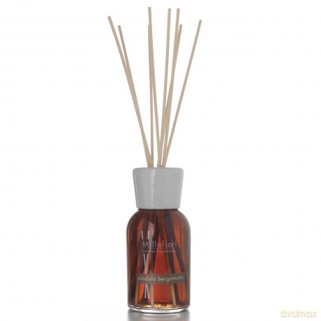 Millefiori 7DDSB Sandalo Bergamotto Raumduft Diffuser 250 ml Natural inklusive Stäbchen, Glas, Braun, 8 x 30.9 x 7.3 cm