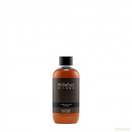 Millefiori 7REMDV Vanilla und Wood Nachfüllflasche 250 ml für Natural Raumduft Diffuser, Plastik, Braun, 6 x 5.5 x 13.7 cm, 1 Einheiten