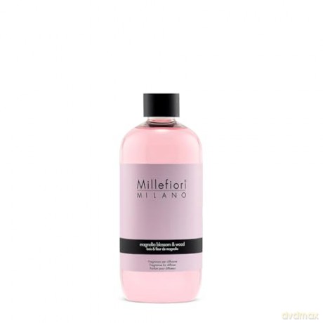 Millefiori 7REMW Magnolia Blossom und Wood Nachfüllflasche 500 ml für Raumduft Diffuser Natural, Plastik, Rosa, 8.1 x 6.5 x 17.7 cm