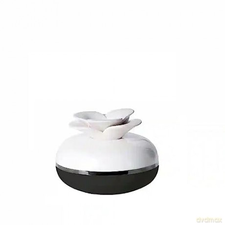 Millefiori Airdesign Diffuser Blume in der Farbe Black, Fassungsvolumen ca. 130ml, Keramikaufsatz Blume für die Duftverteilung, 1BFBK