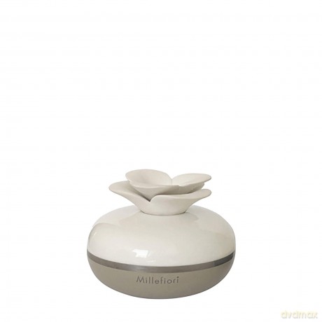Millefiori Airdesign Diffuser Blume in der Farbe Taupe, Fassungsvolumen ca. 130ml, Keramikaufsatz Blume für die Duftverteilung, 1BFDO