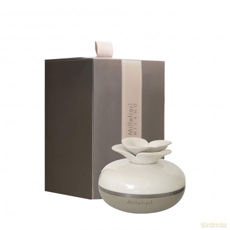 Millefiori Airdesign Diffuser Blume in der Farbe Taupe, Fassungsvolumen ca. 130ml, Keramikaufsatz Blume für die Duftverteilung, 1BFDO