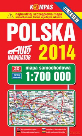 Polska Mapa Samochodowa 1:700 000 Wyd. 2014 [KSIĄŻKA]