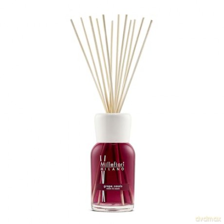 Millefiori Grape Cassis Raumduft Diffuser 500 ml Natural inklusive Stäbchen, Glas, Violett, 9.8 x 36 x 9.3 cm