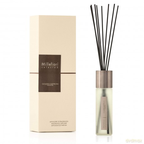 Millefiori New Selected Duftdifussor mit der Duftnote Golden Saffron und 7 Balsaholzstäbchen 100ml, 22PDGS