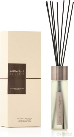 Millefiori New Selected Duftdifussor mit der Duftnote Smoked Bamboo und 8 Balsaholzstäbchen 350ml, 22MDSO