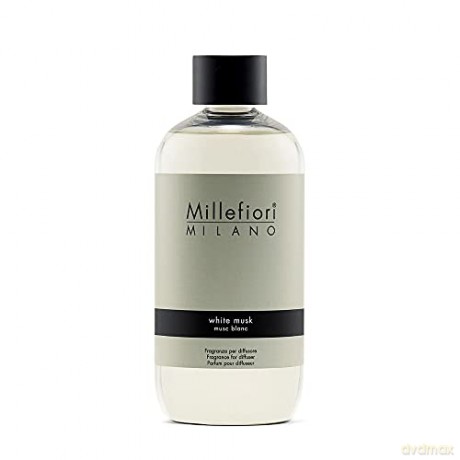 Millefiori White Musk Nachfüllflasche 250 ml für Natural Raumduft Diffuser, Plastik, Gelb, 8.2 x 5.5 x 13.7 cm