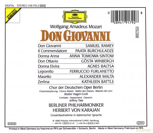 Ramey Baltsa Karajan: Mozart:Don Giovanni [3CD]