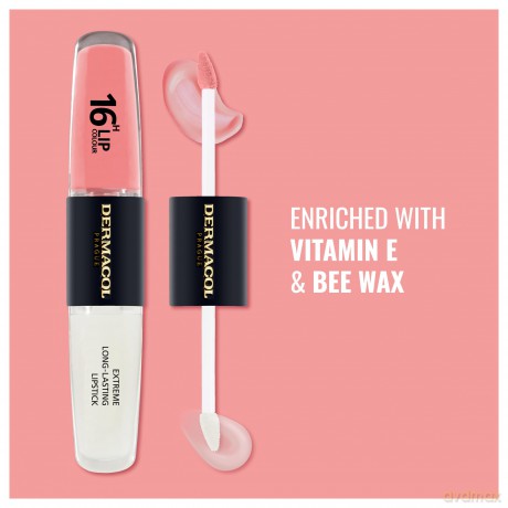 NEU Dermacol - 16-Hour Lip Colour, High Pigmentation Lip Gloss, Two-Phase Lip Gloss, Kiss-Proof Lip Make-up with Matte Finish and Shine, no. 1, Bella Aura