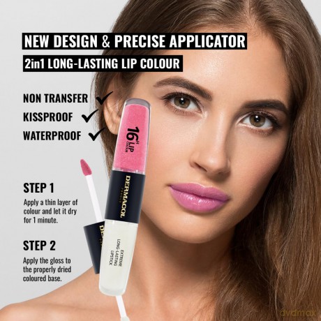 NEU Dermacol - 16-Hour Lip Colour, High Pigmentation Lip Gloss, Two-Phase Lip Gloss, Kiss-Proof Lip Make-up with Matte Finish and Shine, no. 15, Dazzling Diva