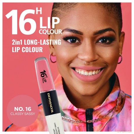 NEU Dermacol - 16-Hour Lip Colour, High Pigmentation Lip Gloss, Two-Phase Lip Gloss, Kiss-Proof Lip Make-up with Matte Finish and Shine, no. 16, Classy Sassy