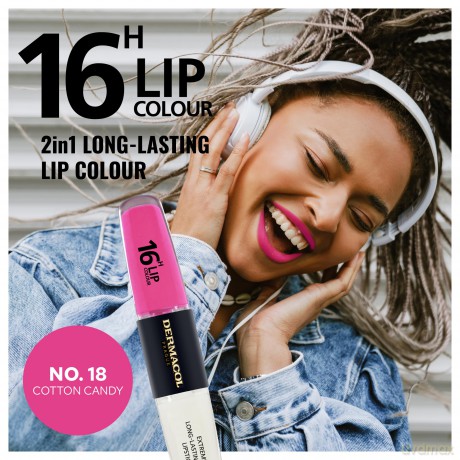 NEU Dermacol - 16-Hour Lip Colour, High Pigmentation Lip Gloss, Two-Phase Lip Gloss, Kiss-Proof Lip Make-up with Matte Finish and Shine, no. 18, Cotton Candy