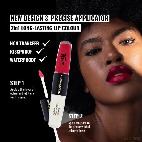 NEU Dermacol - 16-Hour Lip Colour, High Pigmentation Lip Gloss, Two-Phase Lip Gloss, Kiss-Proof Lip Make-up with Matte Finish and Shine, no. 20, Secret Lovespell