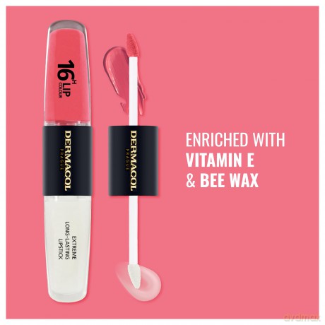 NEU Dermacol - 16-Hour Lip Colour, High Pigmentation Lip Gloss, Two-Phase Lip Gloss, Kiss-Proof Lip Make-up with Matte Finish and Shine, no. 26, Heroine Chic