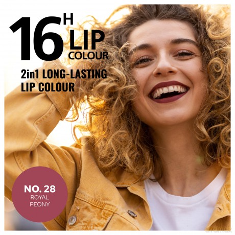 NEU Dermacol - 16-Hour Lip Colour, High Pigmentation Lip Gloss, Two-Phase Lip Gloss, Kiss-Proof Lip Make-up with Matte Finish and Shine, no. 28, Royal Peony