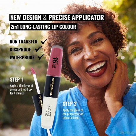 NEU Dermacol - 16-Hour Lip Colour, High Pigmentation Lip Gloss, Two-Phase Lip Gloss, Kiss-Proof Lip Make-up with Matte Finish and Shine, no. 28, Royal Peony