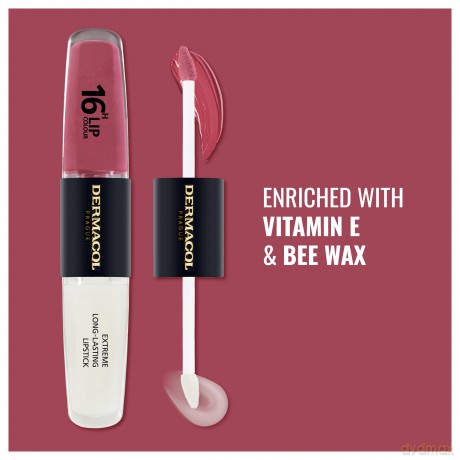 NEU Dermacol - 16-Hour Lip Colour, High Pigmentation Lip Gloss, Two-Phase Lip Gloss, Kiss-Proof Lip Make-up with Matte Finish and Shine, no. 28, Royal Peony