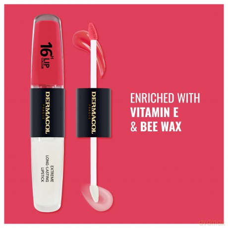 NEU Dermacol - 16-Hour Lip Colour, High Pigmentation Lip Gloss, Two-Phase Lip Gloss, Kiss-Proof Lip Make-up with Matte Finish and Shine, no. 3, Hot Date