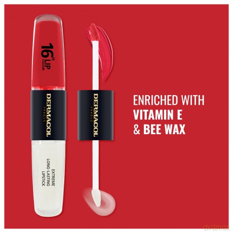 NEU Dermacol - 16-Hour Lip Colour, High Pigmentation Lip Gloss, Two-Phase Lip Gloss, Kiss-Proof Lip Make-up with Matte Finish and Shine, no. 34, Vibrant Red