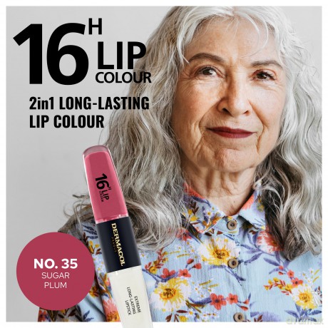 NEU Dermacol - 16-Hour Lip Colour, High Pigmentation Lip Gloss, Two-Phase Lip Gloss, Kiss-Proof Lip Make-up with Matte Finish and Shine, no. 35, Sugar Plum