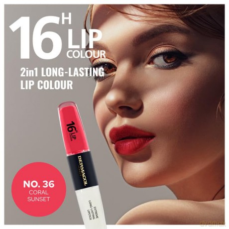 NEU Dermacol - 16-Hour Lip Colour, High Pigmentation Lip Gloss, Two-Phase Lip Gloss, Kiss-Proof Lip Make-up with Matte Finish and Shine, no. 36, Coral Sunset