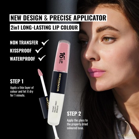NEU Dermacol - 16-Hour Lip Colour, High Pigmentation Lip Gloss, Two-Phase Lip Gloss, Kiss-Proof Lip Make-up with Matte Finish and Shine, no. 5, Sparkling Muse