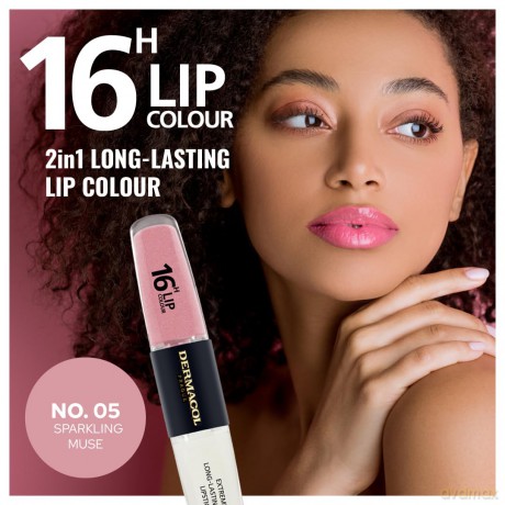 NEU Dermacol - 16-Hour Lip Colour, High Pigmentation Lip Gloss, Two-Phase Lip Gloss, Kiss-Proof Lip Make-up with Matte Finish and Shine, no. 5, Sparkling Muse