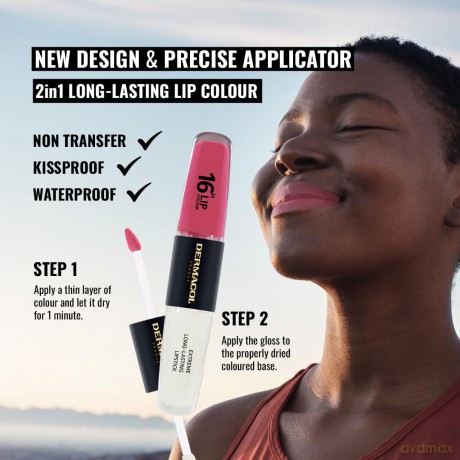 NEU Dermacol - 16-Hour Lip Colour, High Pigmentation Lip Gloss, Two-Phase Lip Gloss, Kiss-Proof Lip Make-up with Matte Finish and Shine, no. 6, Merry Berry