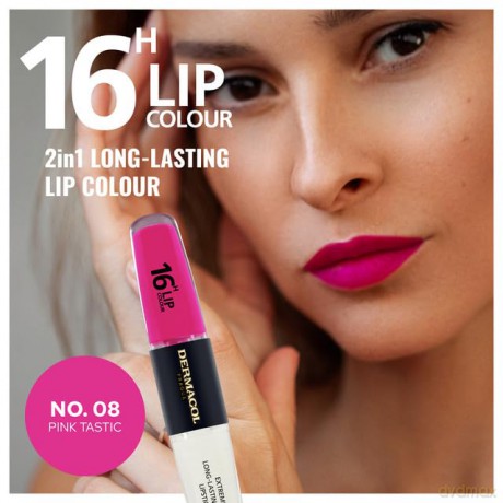 NEU Dermacol - 16-Hour Lip Colour, High Pigmentation Lip Gloss, Two-Phase Lip Gloss, Kiss-Proof Lip Make-up with Matte Finish and Shine, no. 8, Pink - Tastic