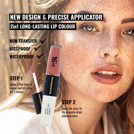 NEU Dermacol - 16-Hour Lip Colour, High Pigmentation Lip Gloss, Two-Phase Lip Gloss, Kiss-Proof Lip Make-up with Matte Finish and Shine,no. 31, Instant Match