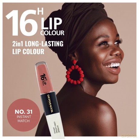 NEU Dermacol - 16-Hour Lip Colour, High Pigmentation Lip Gloss, Two-Phase Lip Gloss, Kiss-Proof Lip Make-up with Matte Finish and Shine,no. 31, Instant Match