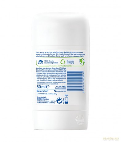 NIVEA Extra Fresh Gentle Deodorant Stick Women FRESH FLOWER Reliable 48h Sweat Protection With Floral Scents Formula Without Ethyl Alcohol Pack Of 2, 2x50ml