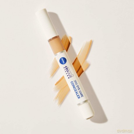 NIVEA Hyaluron Cellular Filler 3IN1 Augenpflege Concealer Mittel (4 ml), Anti-Age Concealer mit Hyaluron, Abdeckstift für Augenringe, Rötungen und Pickel