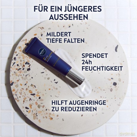 NIVEA MEN Anti-Age Hyaluron Augenpflege, straffende Augencreme gegen Falten und Augenringe, feuchtigkeitsspendende Augenpflege mit Hyaluron (15 ml)
