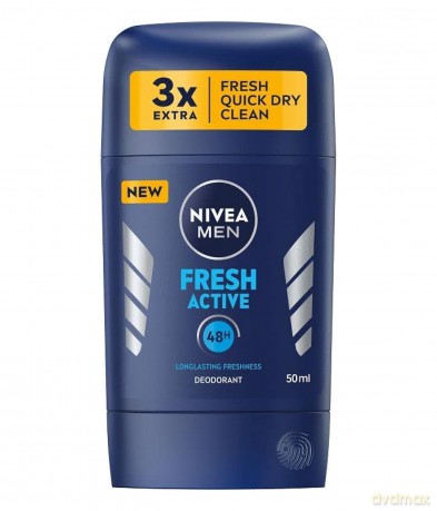 Nivea Men Stick Fresh Active 48h Extra Gentle Clean Skin Feel Protection Effective Formula Provides A Softer Texture Long Lasting Freshness, 50ml, Pack Of 2
