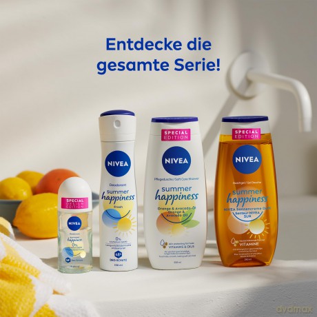 NIVEA Summer Happiness Orange Pflegedusche (250 ml), pH-hautneutrales Duschgel mit natürlichem Avocado-Öl, feuchtigkeitsspendende Cremedusche mit frischem Orangen-Duft