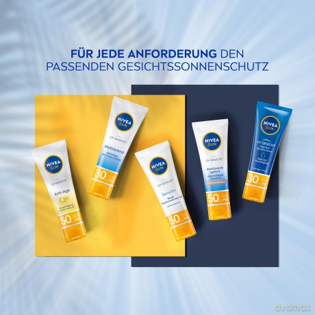 NIVEA SUN UV Gesicht Q10 Anti-Age Sonnenschutz mit LSF 50 (50 ml), feuchtigkeitsspendende Gesichtssonnencreme, Anti-Falten Sonnencreme mit Schutz vor UVA/UVB-Strahlen
