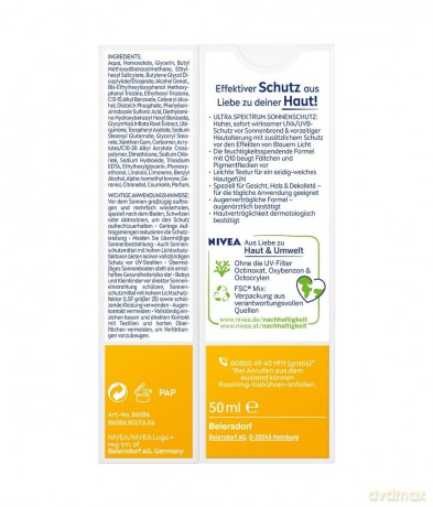 NIVEA SUN UV Gesicht Q10 Anti-Age Sonnenschutz mit LSF 50 (50 ml), feuchtigkeitsspendende Gesichtssonnencreme, Anti-Falten Sonnencreme mit Schutz vor UVA/UVB-Strahlen