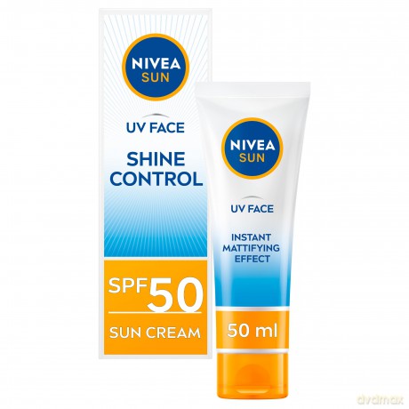 NIVEA UV Face Shine Control SPF50 (50ml), Gesicht Sonnencreme, UV Gesichtscreme, Feuchtigkeitscreme mit LSF50 für den täglichen Gebrauch, Sonnenschutz für sofortigen UVA/UVB Schutz