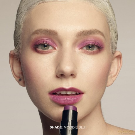 Nudestix Nudies Matte Cream Blush Stick 3-in-1 All Over Face Color - Blush Stick for Cheeks Eyes and Lips - Cream Blush for Cheeks w/Blending Brush (Moodie Blue)