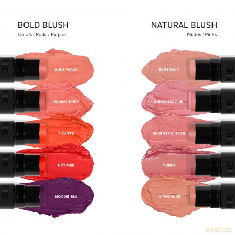 Nudestix Nudies Matte Cream Blush Stick 3-in-1 All Over Face Color - Blush Stick for Cheeks Eyes and Lips - Cream Blush for Cheeks w/Blending Brush (Moodie Blue)