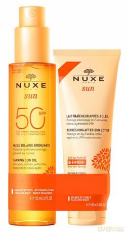 Nuxe Sun Sun Tanning Oil for Face and Body SPF50 150 ml + After Sun Freshening Milk 100 ml Free