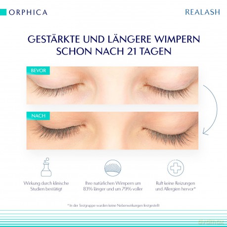 ORPHICA Realash Wimpernserum | Wimpern Conditioner, Serum für Wimpernstärkung, Wimpernverdichtung und Wimpernverlängerung, Wimpernpflege-Produkt, Präparat zum Stimulieren des Wimpernwachstums (3 ml)