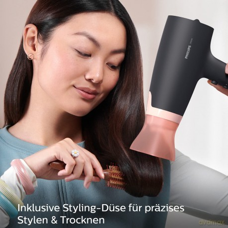 Philips Series 3000 Haartrockner mit ThermoProtect Aufsatz - 2100W, Ionisierungsfunktion, 6 Hitze- und Geschwindigkeitsstufen (Modell BHD350/10)