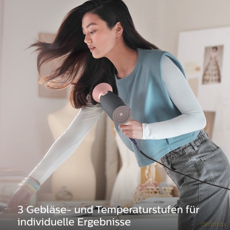 Philips Series 3000 Haartrockner mit ThermoProtect Aufsatz - 2100W, Ionisierungsfunktion, 6 Hitze- und Geschwindigkeitsstufen (Modell BHD350/10)