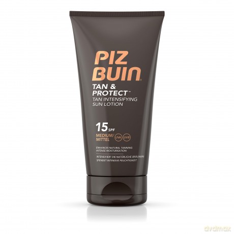 Piz Buin Tan und Protect Intensiving Lotion LSF 15, Bräunungsintensivierende Lotion mit effektive UVA- und UVB-Filter, 150 ml