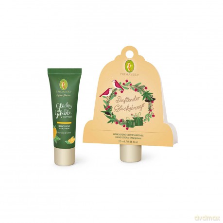 PRIMAVERA Geschenkanhänger Glücksbringer - Geschenkanhänger mit Mini Handcreme - Zitrone und Tonka - Naturkosmetik - vegan