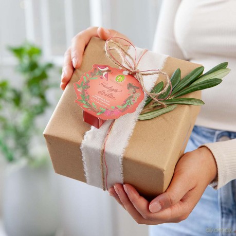 PRIMAVERA Geschenkanhänger Strahlen - Geschenkanhänger mit Lippenpflegestift - Zitrone und Litsea - Naturkosmetik - vegan