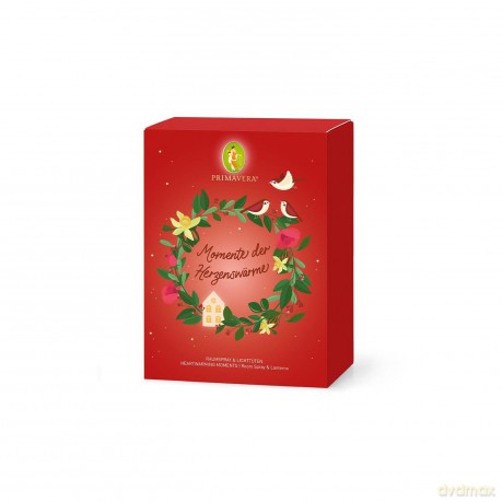 PRIMAVERA Geschenkset Herzenswärme - Herzenswärme Raumspray bio und 2 Lichttüten - Rose, Vanille, Sandelholz - Aromaöl, Aromatherapie - vegan